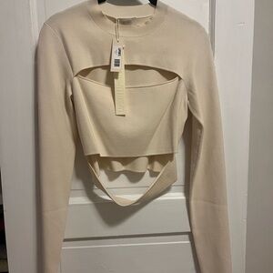 LAPOINTE Cream Cutout Sweater Top